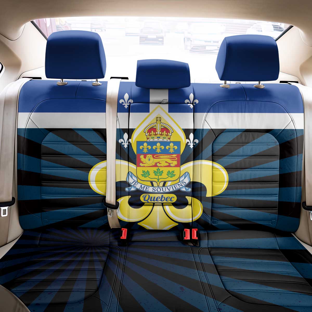 Quebec Canada Province Back Car Seat Cover Fleur De Lis Coat Of Arms
