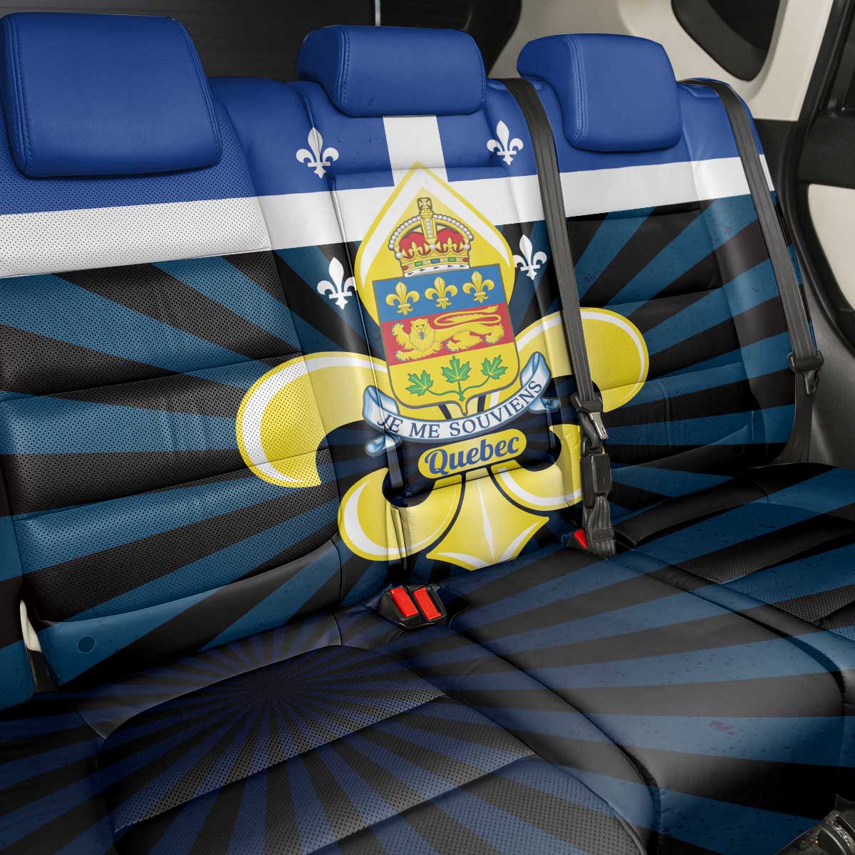Quebec Canada Province Back Car Seat Cover Fleur De Lis Coat Of Arms