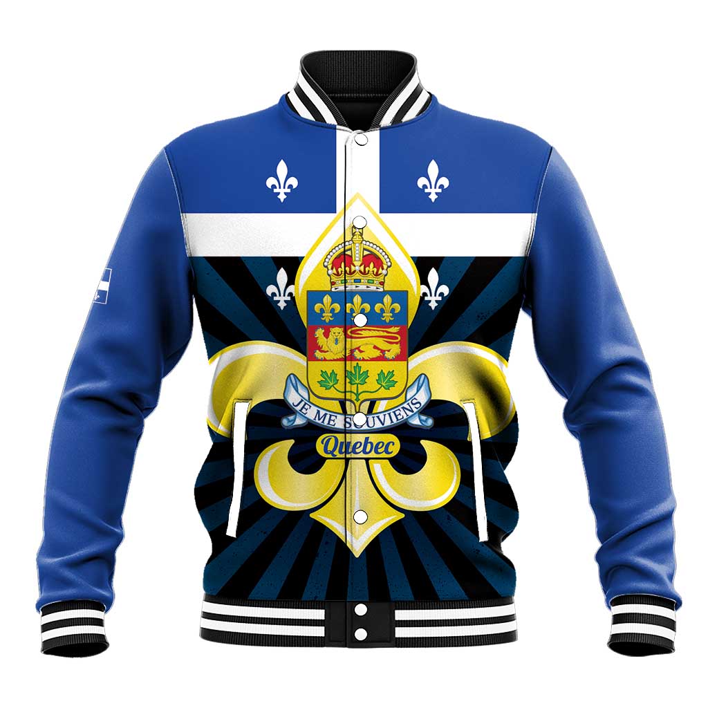 Quebec Canada Province Baseball Jacket Fleur De Lis Coat Of Arms