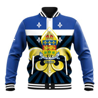 Quebec Canada Province Baseball Jacket Fleur De Lis Coat Of Arms