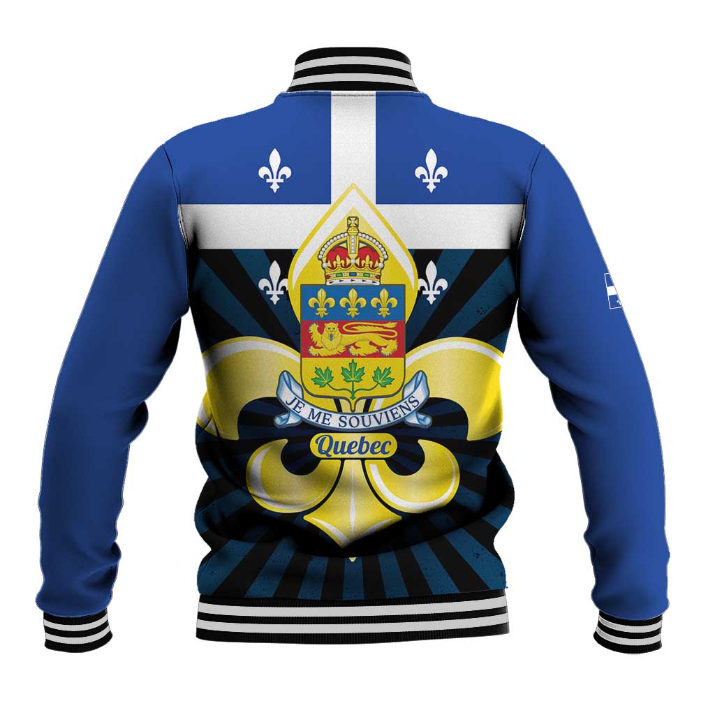 Quebec Canada Province Baseball Jacket Fleur De Lis Coat Of Arms