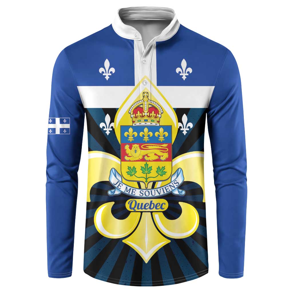 Quebec Canada Province Button Sweatshirt Fleur De Lis Coat Of Arms