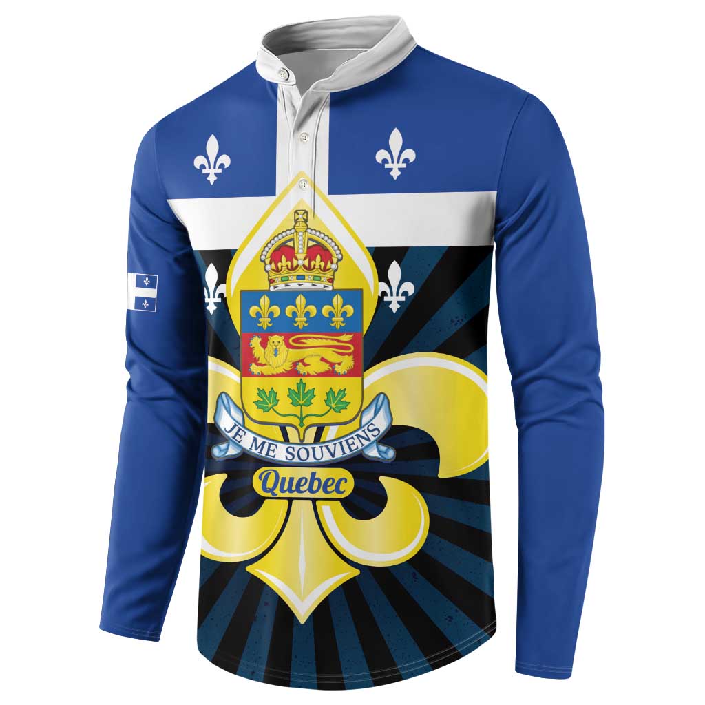 Quebec Canada Province Button Sweatshirt Fleur De Lis Coat Of Arms