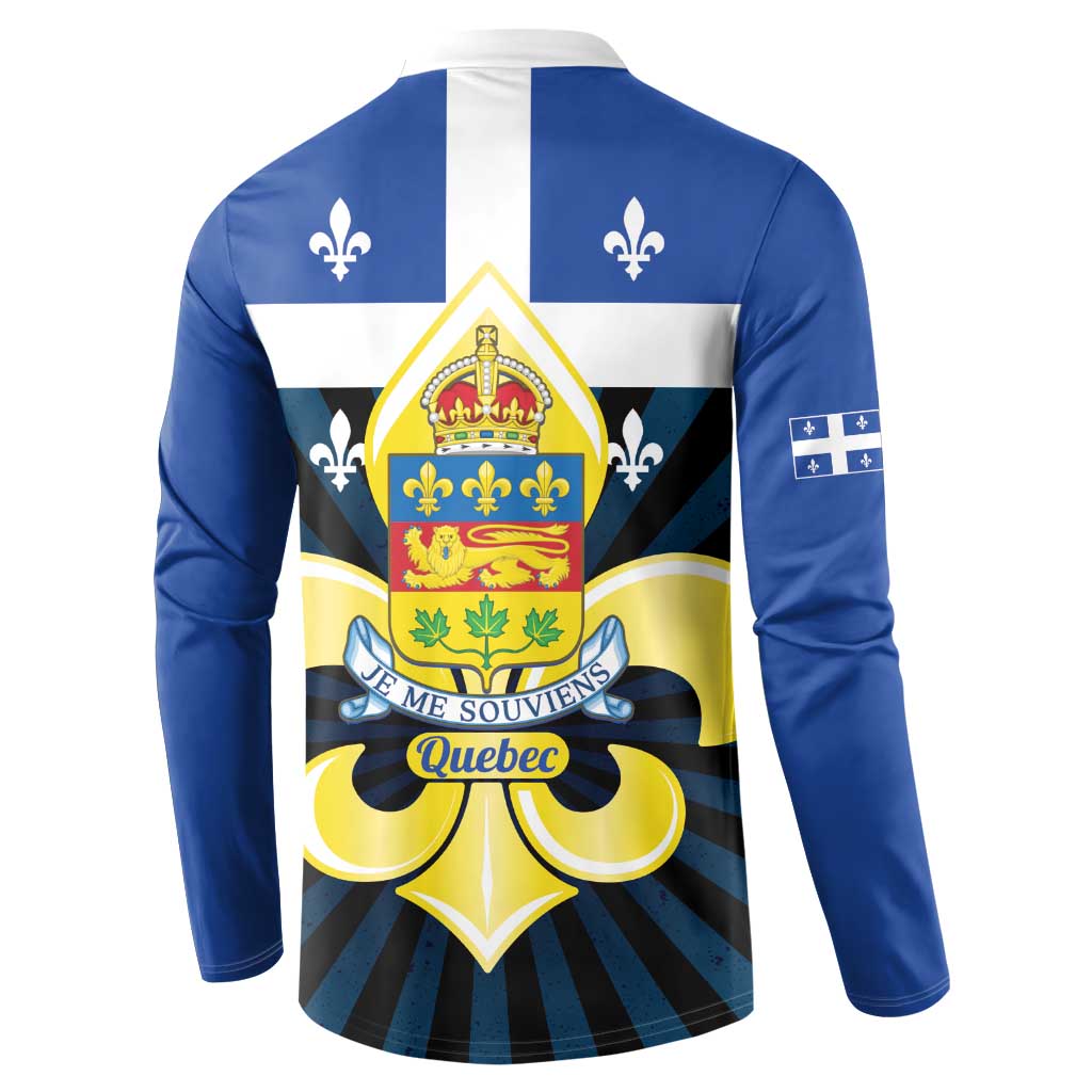 Quebec Canada Province Button Sweatshirt Fleur De Lis Coat Of Arms