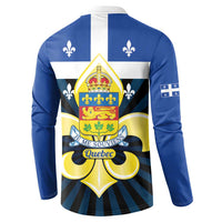 Quebec Canada Province Button Sweatshirt Fleur De Lis Coat Of Arms