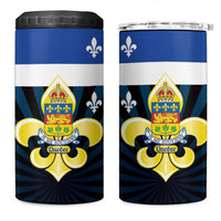 Quebec Canada Province 4 in 1 Can Cooler Tumbler Fleur De Lis Coat Of Arms