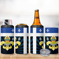 Quebec Canada Province 4 in 1 Can Cooler Tumbler Fleur De Lis Coat Of Arms