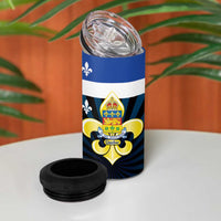 Quebec Canada Province 4 in 1 Can Cooler Tumbler Fleur De Lis Coat Of Arms