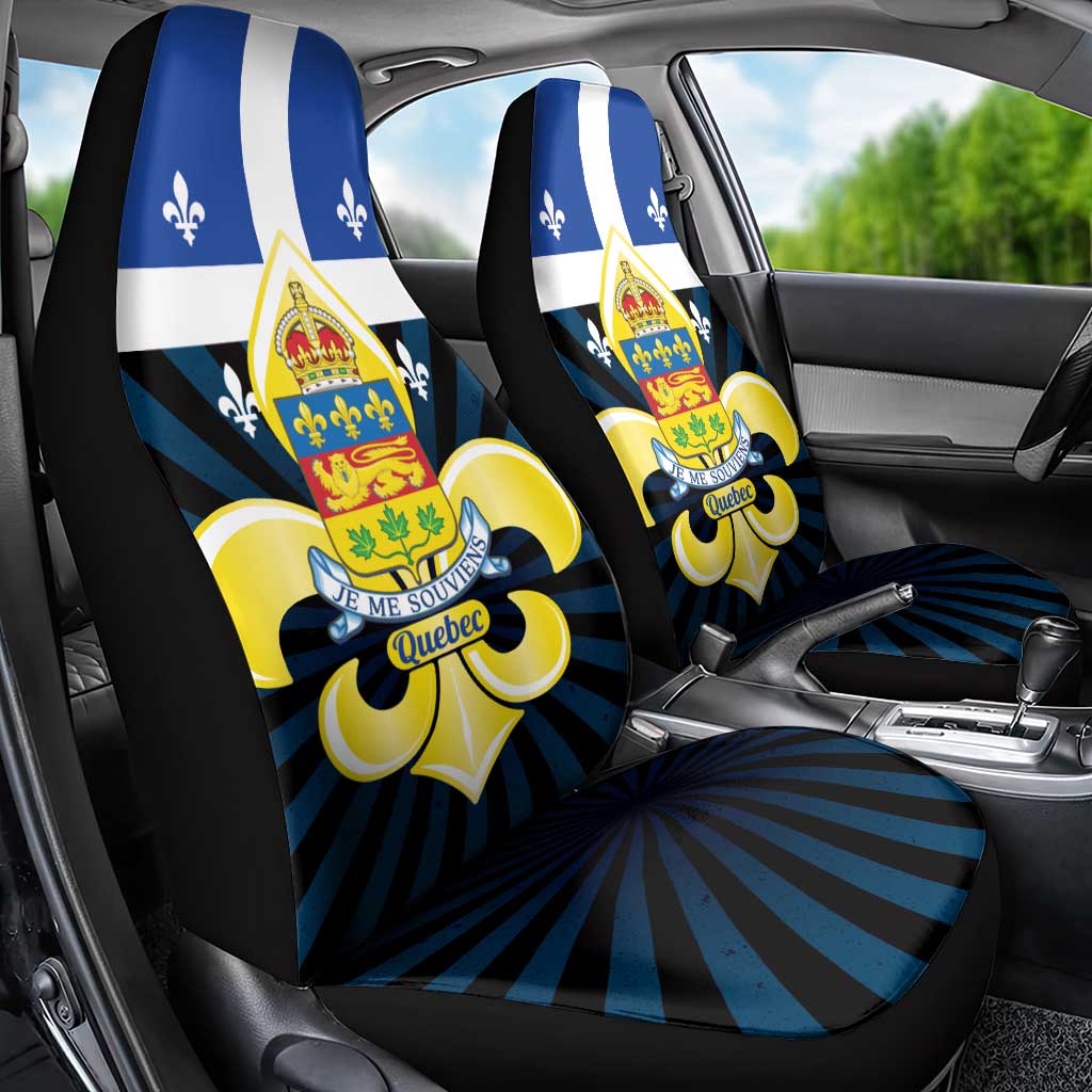 Quebec Canada Province Car Seat Cover Fleur De Lis Coat Of Arms