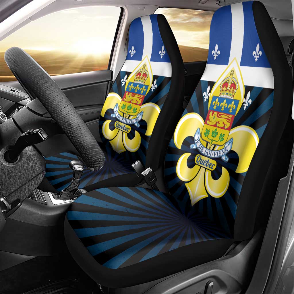 Quebec Canada Province Car Seat Cover Fleur De Lis Coat Of Arms