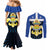 Quebec Canada Province Couples Matching Mermaid Dress and Long Sleeve Button Shirt Fleur De Lis Coat Of Arms