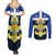 Quebec Canada Province Couples Matching Summer Maxi Dress and Long Sleeve Button Shirt Fleur De Lis Coat Of Arms