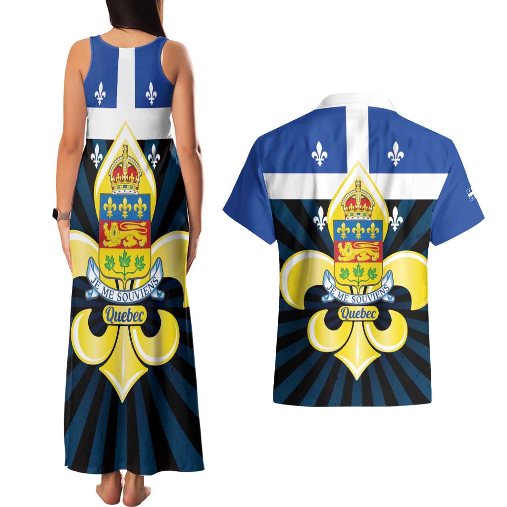 Quebec Canada Province Couples Matching Tank Maxi Dress and Hawaiian Shirt Fleur De Lis Coat Of Arms