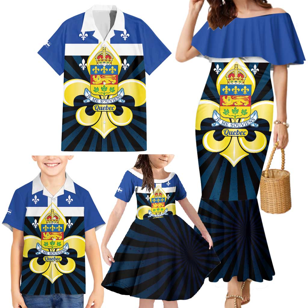 Quebec Canada Province Family Matching Mermaid Dress and Hawaiian Shirt Fleur De Lis Coat Of Arms