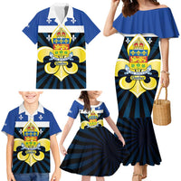 Quebec Canada Province Family Matching Mermaid Dress and Hawaiian Shirt Fleur De Lis Coat Of Arms