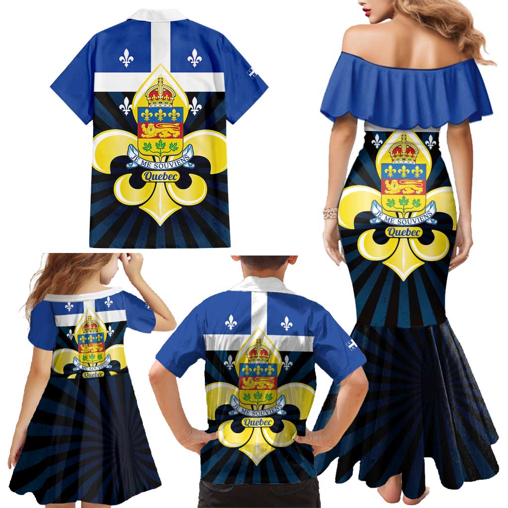 Quebec Canada Province Family Matching Mermaid Dress and Hawaiian Shirt Fleur De Lis Coat Of Arms