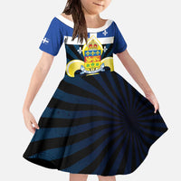 Quebec Canada Province Family Matching Off The Shoulder Long Sleeve Dress and Hawaiian Shirt Fleur De Lis Coat Of Arms