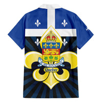 Quebec Canada Province Family Matching Off The Shoulder Long Sleeve Dress and Hawaiian Shirt Fleur De Lis Coat Of Arms