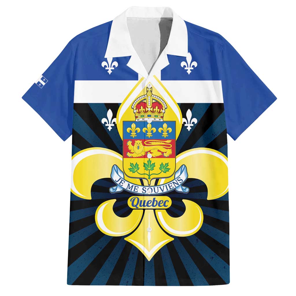 Quebec Canada Province Family Matching Off Shoulder Short Dress and Hawaiian Shirt Fleur De Lis Coat Of Arms