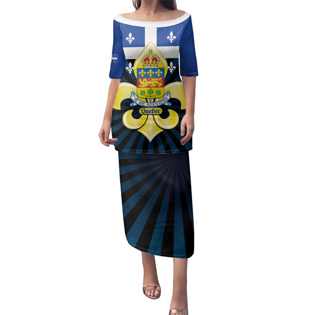 Quebec Canada Province Family Matching Puletasi and Hawaiian Shirt Fleur De Lis Coat Of Arms