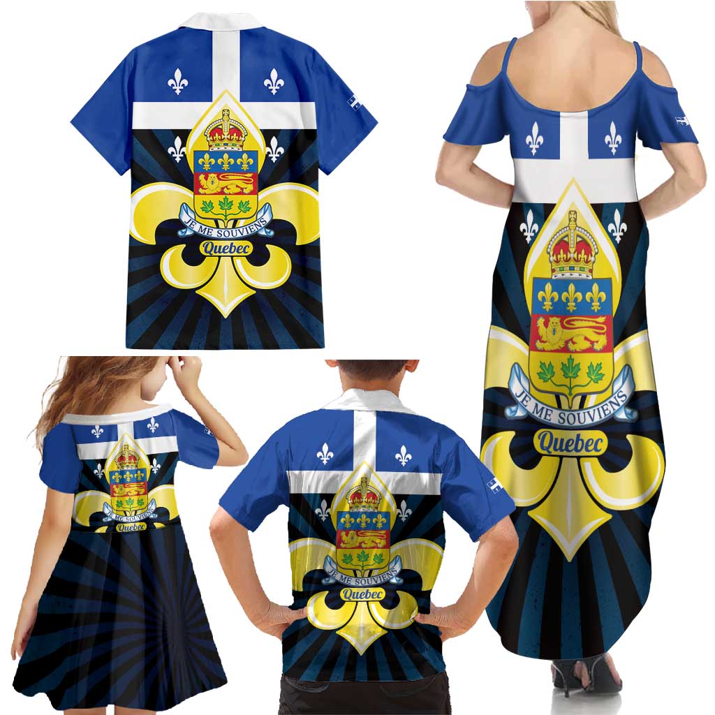 Quebec Canada Province Family Matching Summer Maxi Dress and Hawaiian Shirt Fleur De Lis Coat Of Arms