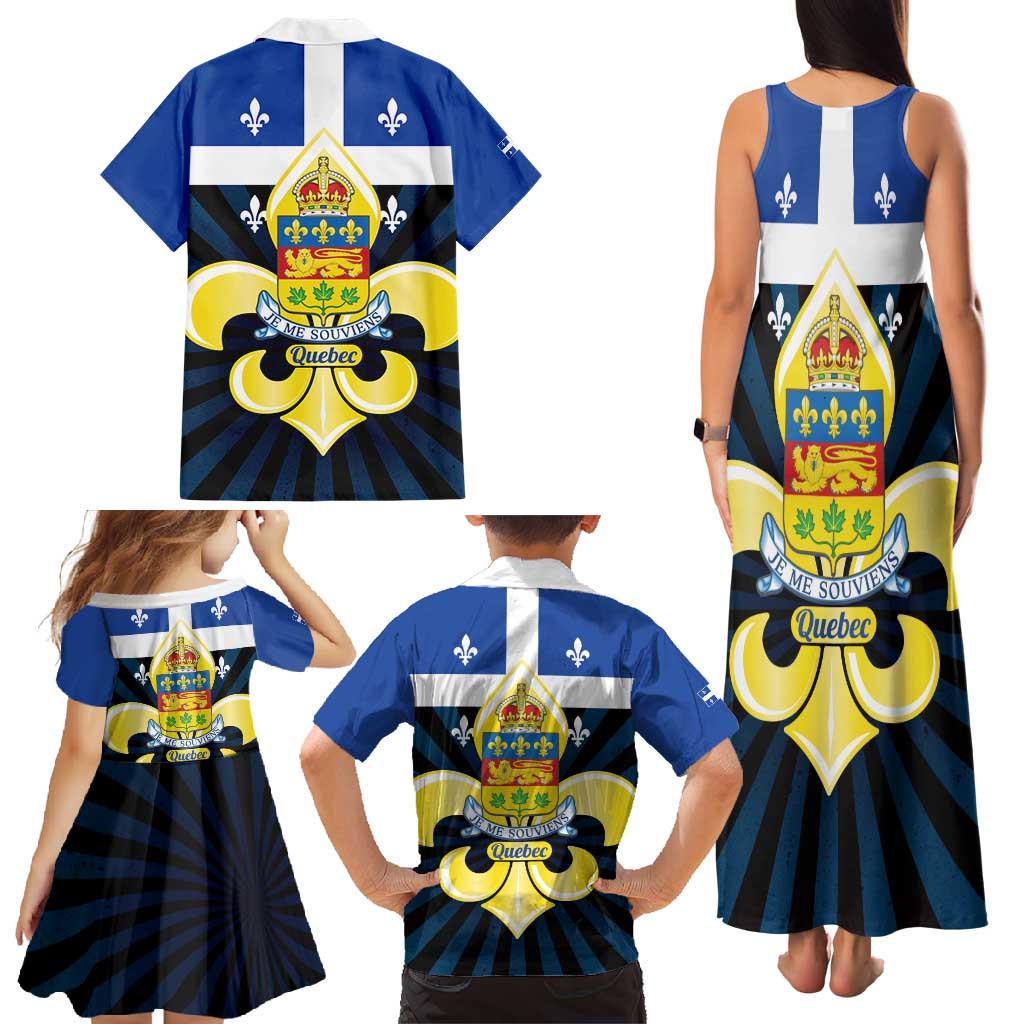 Quebec Canada Province Family Matching Tank Maxi Dress and Hawaiian Shirt Fleur De Lis Coat Of Arms