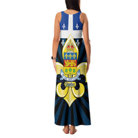Quebec Canada Province Family Matching Tank Maxi Dress and Hawaiian Shirt Fleur De Lis Coat Of Arms