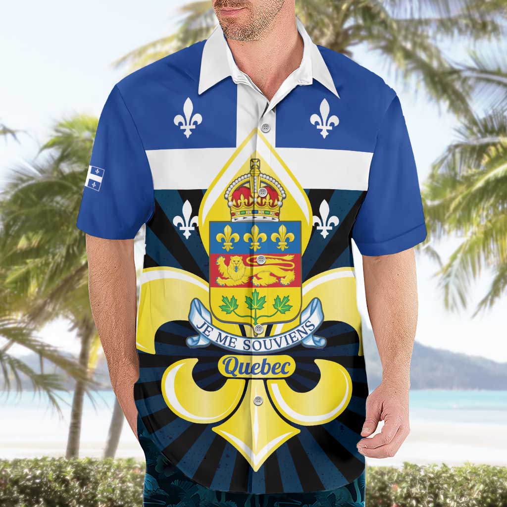 Quebec Canada Province Hawaiian Shirt Fleur De Lis Coat Of Arms
