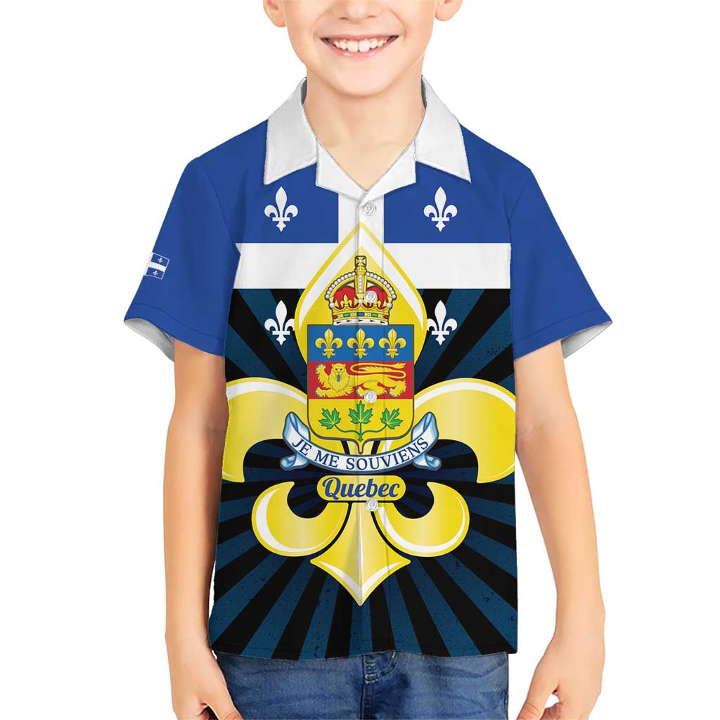Quebec Canada Province Kid Hawaiian Shirt Fleur De Lis Coat Of Arms