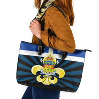 Quebec Canada Province Leather Tote Bag Fleur De Lis Coat Of Arms