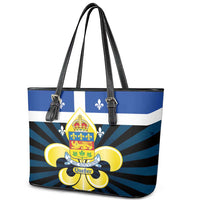 Quebec Canada Province Leather Tote Bag Fleur De Lis Coat Of Arms