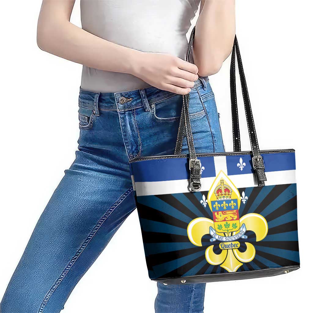 Quebec Canada Province Leather Tote Bag Fleur De Lis Coat Of Arms