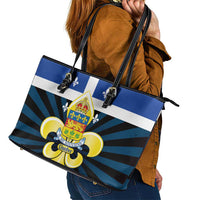 Quebec Canada Province Leather Tote Bag Fleur De Lis Coat Of Arms