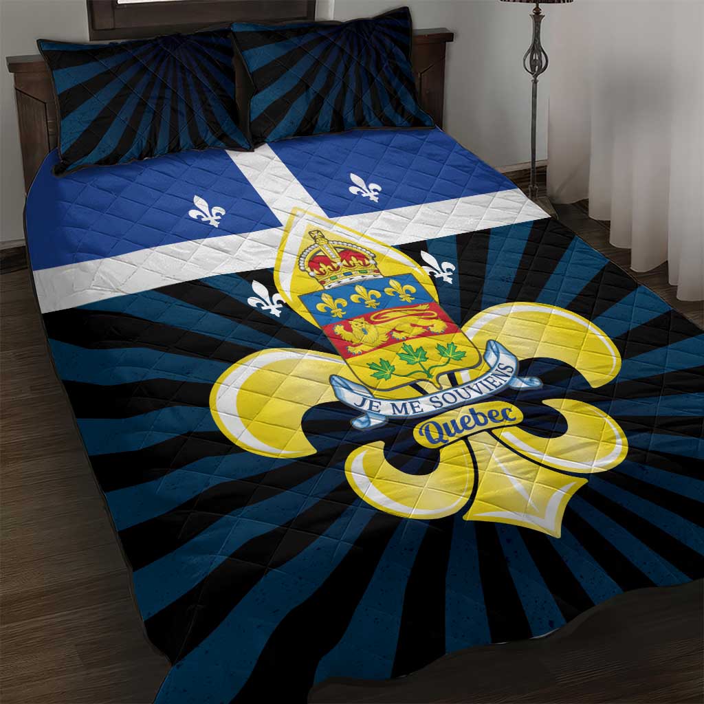 Quebec Canada Province Quilt Bed Set Fleur De Lis Coat Of Arms
