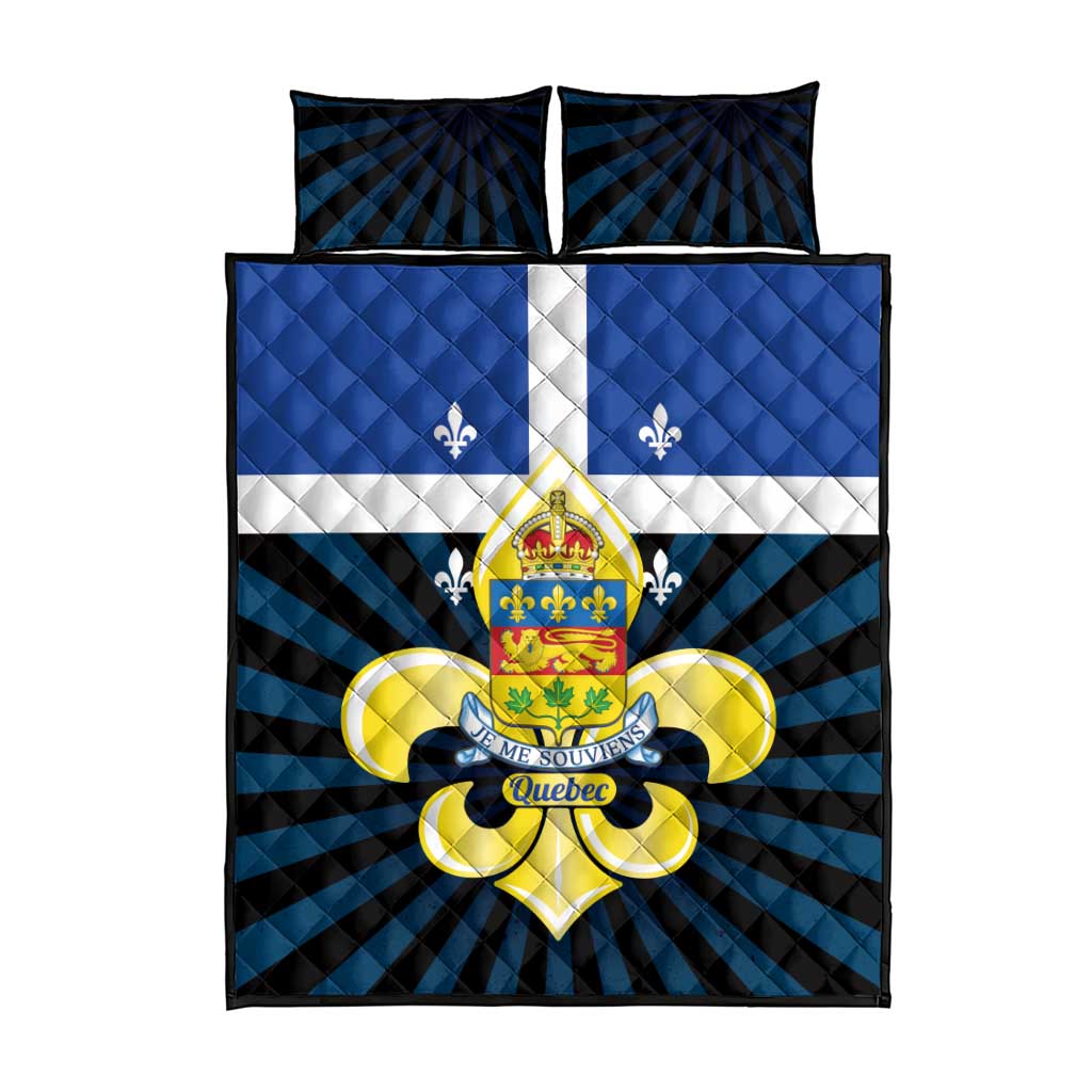 Quebec Canada Province Quilt Bed Set Fleur De Lis Coat Of Arms