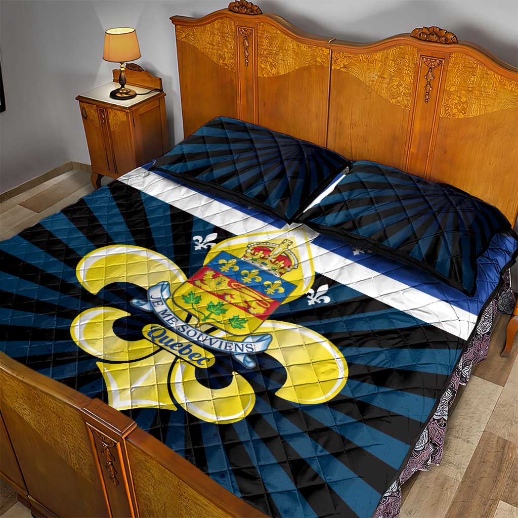 Quebec Canada Province Quilt Bed Set Fleur De Lis Coat Of Arms