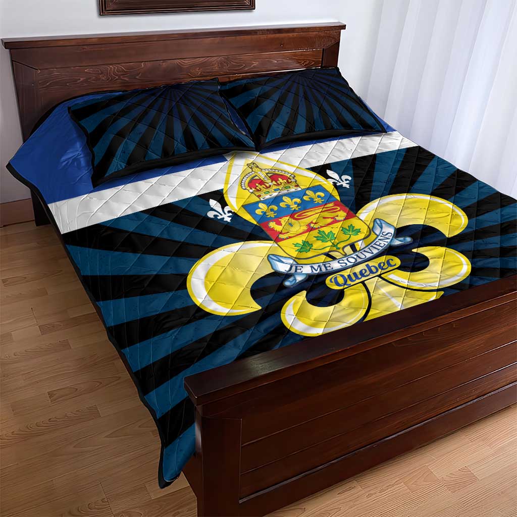 Quebec Canada Province Quilt Bed Set Fleur De Lis Coat Of Arms