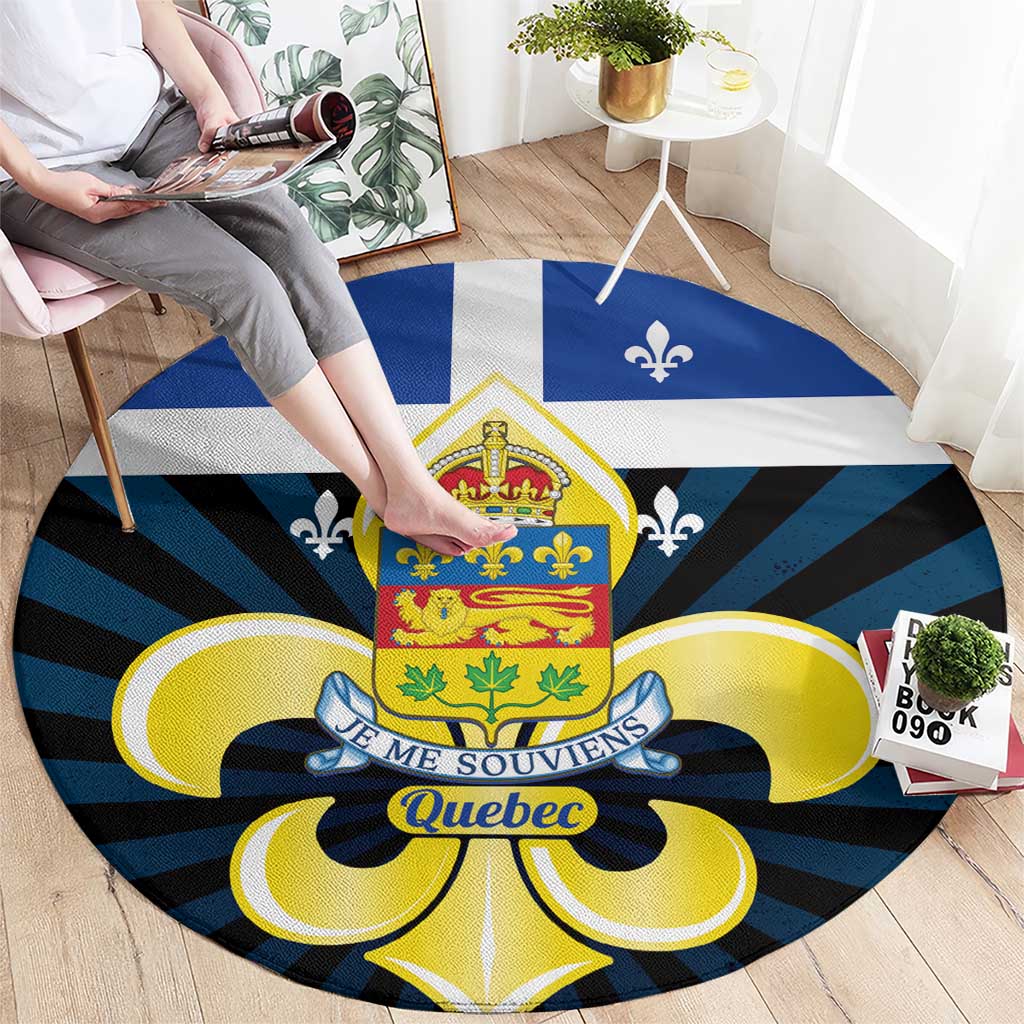 Quebec Canada Province Round Carpet Fleur De Lis Coat Of Arms