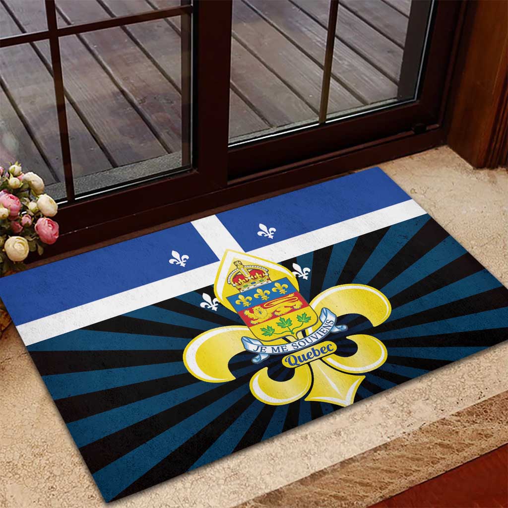 Quebec Canada Province Rubber Doormat Fleur De Lis Coat Of Arms
