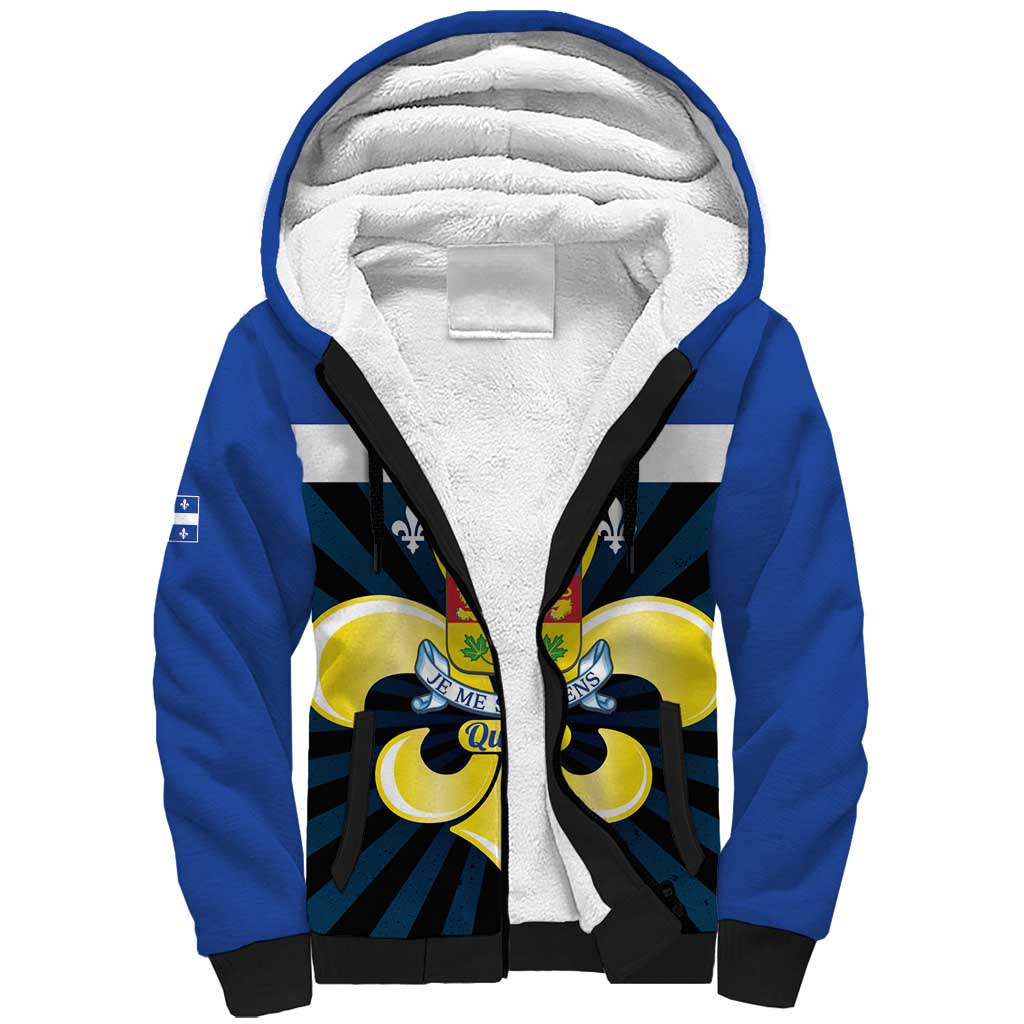 Quebec Canada Province Sherpa Hoodie Fleur De Lis Coat Of Arms