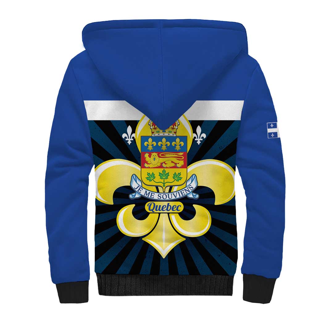 Quebec Canada Province Sherpa Hoodie Fleur De Lis Coat Of Arms