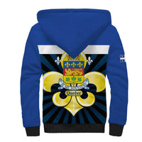 Quebec Canada Province Sherpa Hoodie Fleur De Lis Coat Of Arms