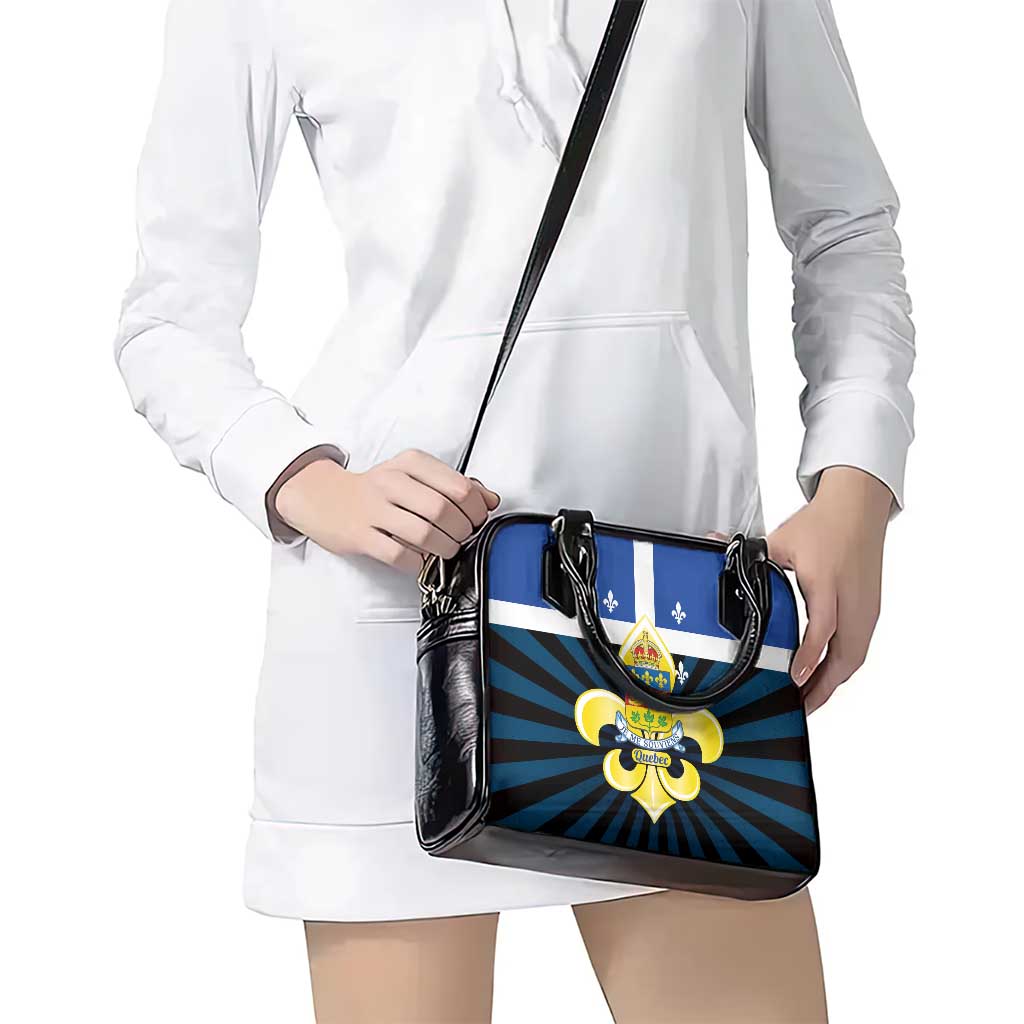 Quebec Canada Province Shoulder Handbag Fleur De Lis Coat Of Arms