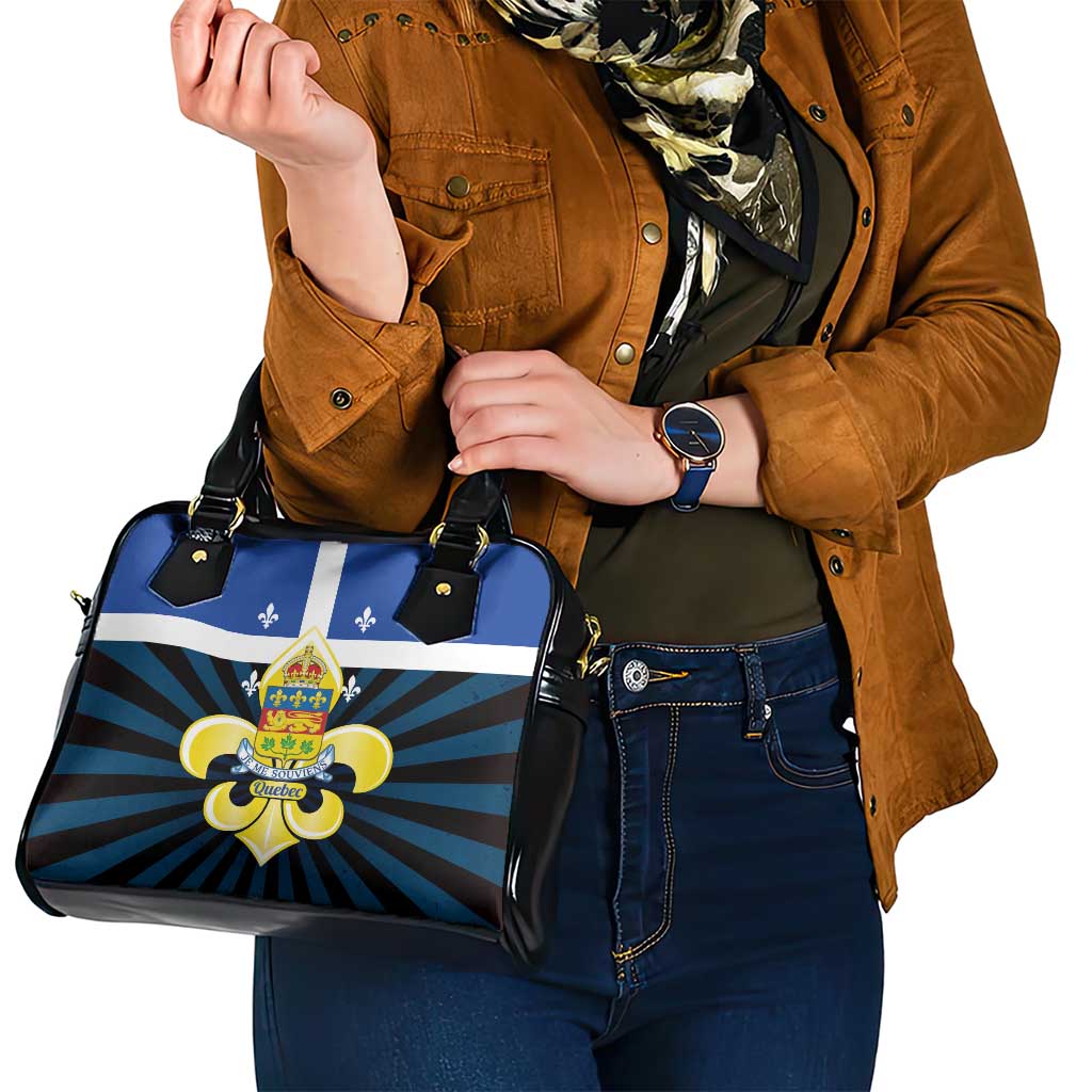 Quebec Canada Province Shoulder Handbag Fleur De Lis Coat Of Arms