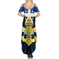 Quebec Canada Province Summer Maxi Dress Fleur De Lis Coat Of Arms