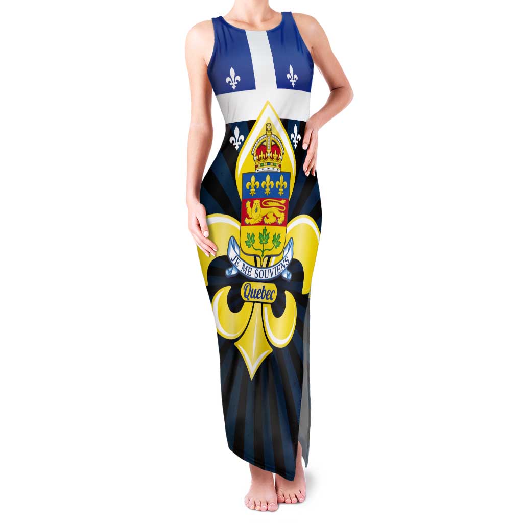 Quebec Canada Province Tank Maxi Dress Fleur De Lis Coat Of Arms