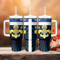 Quebec Canada Province Tumbler With Handle Fleur De Lis Coat Of Arms