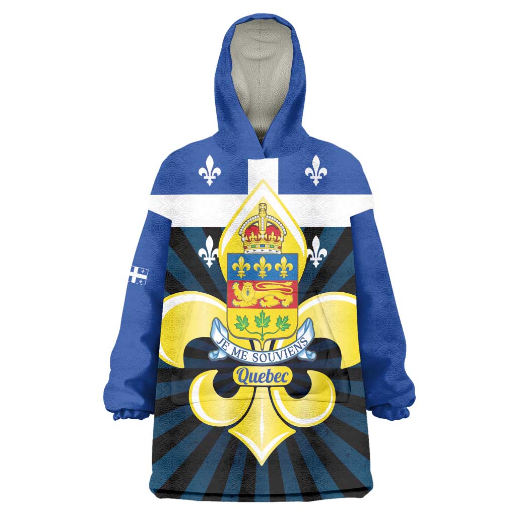 Quebec Canada Province Wearable Blanket Hoodie Fleur De Lis Coat Of Arms