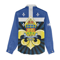 Quebec Canada Province Women Casual Shirt Fleur De Lis Coat Of Arms