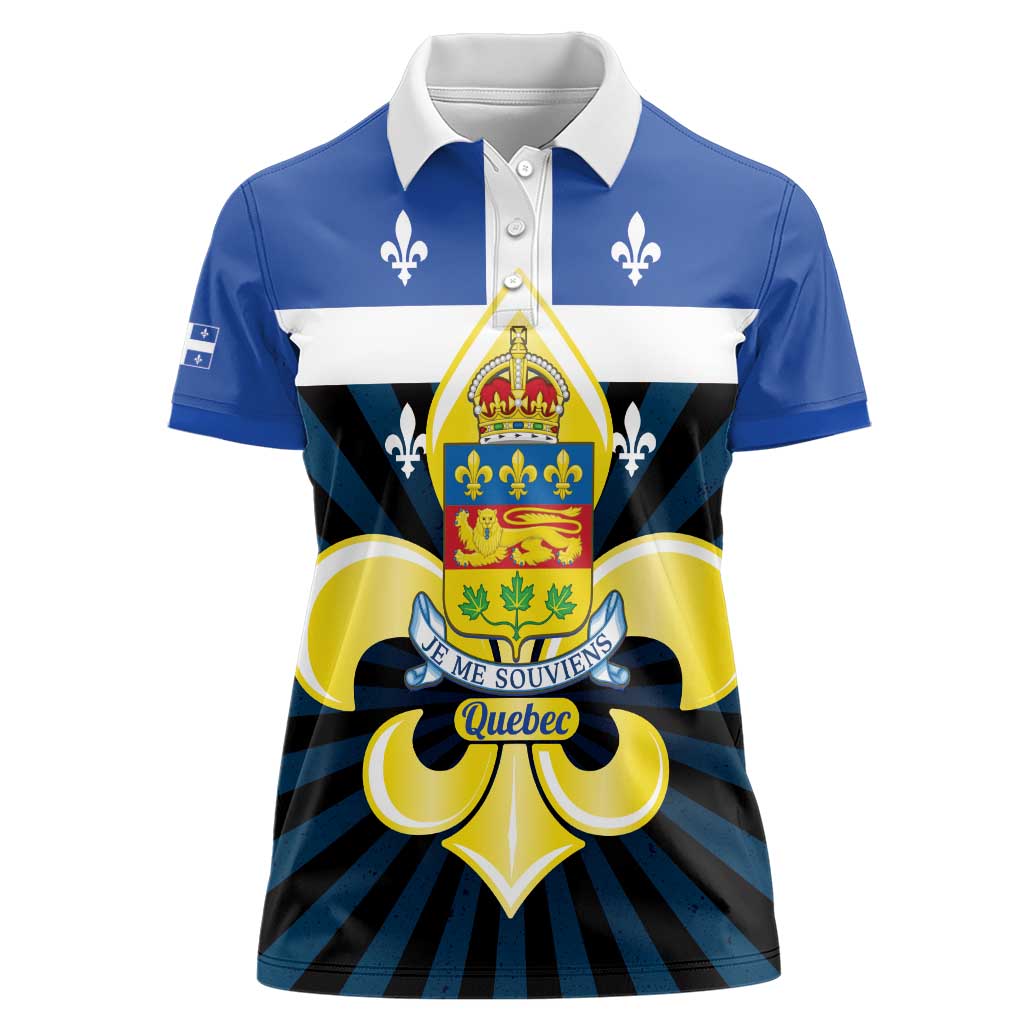 Quebec Canada Province Women Polo Shirt Fleur De Lis Coat Of Arms